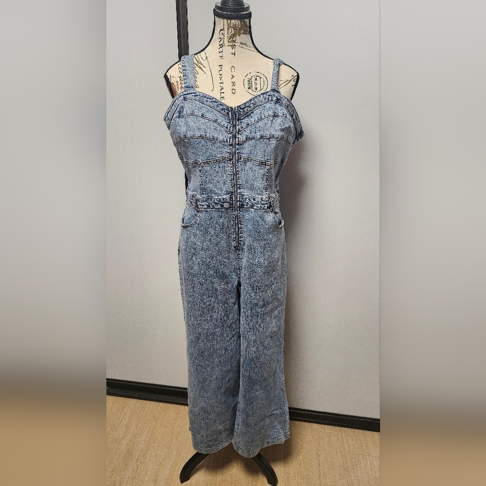 Gilli Stretch Jean Zip Up Jumpsuit